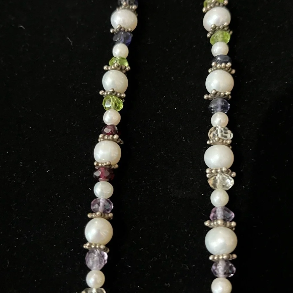 Genuine Freshwater Pearl, Garnet, Peridot, Citrine, Amethyst and SS Necklace